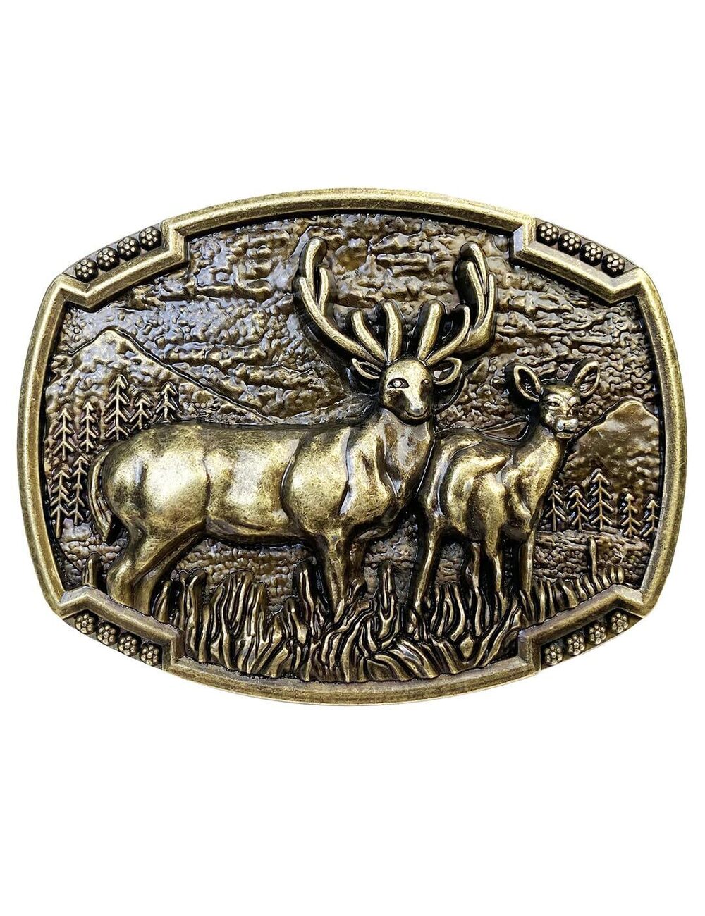 8743 Deer Belt Buckle Western Bronze Cowboy Novelty Belt Buckle Cowgirl
